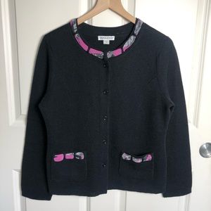 Pendleton Wool Blend Button Front Black Cardigan